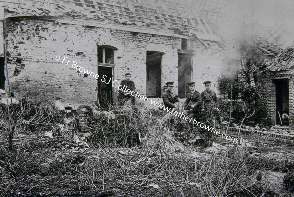 WORLD WAR 1 W.DOYLE S.J. (CHAPLAIN) WITH TROOPS AT REGIMENTAL AID PAST